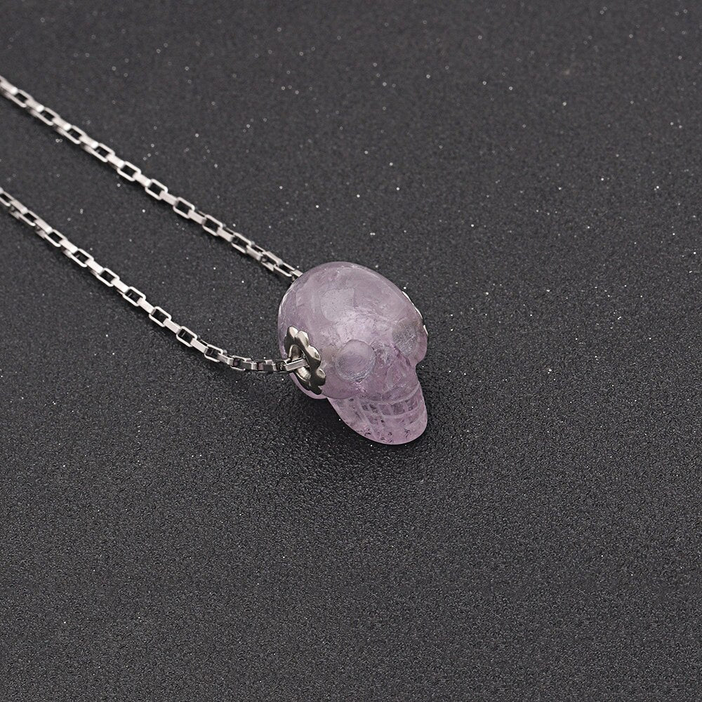 Women's Natural Stone Skull Chain Pendant