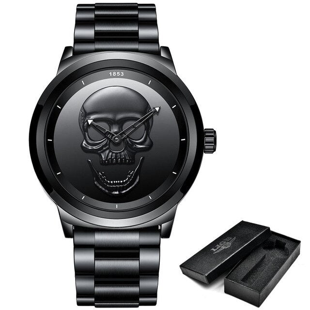 Men's Stainless Steel Skull Watch