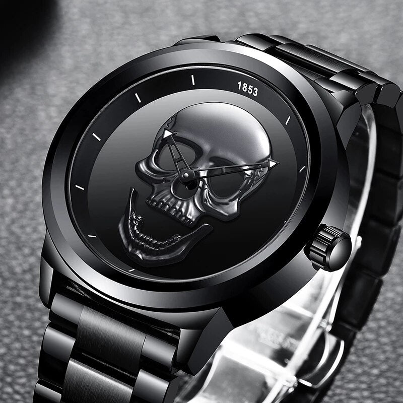 Men's Stainless Steel Skull Watch