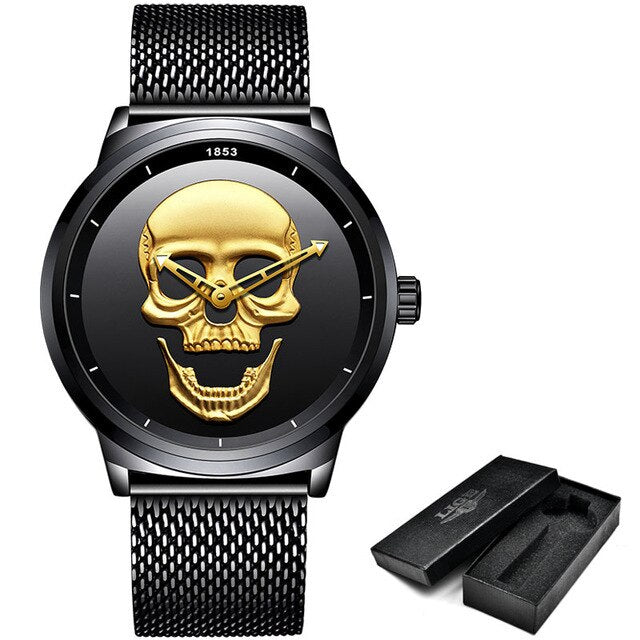 Men's Stainless Steel Skull Watch