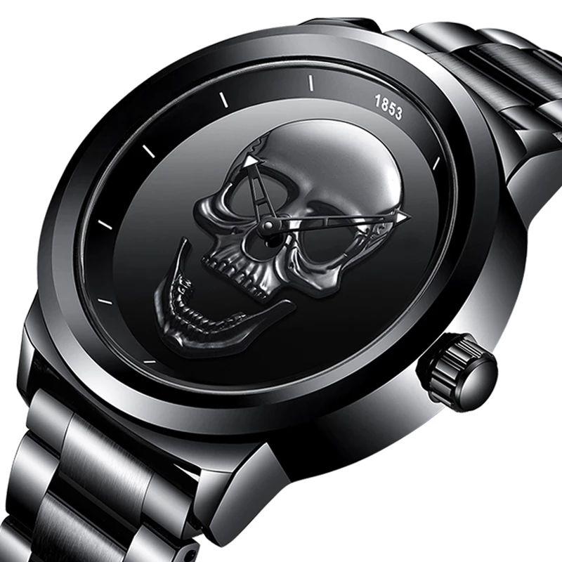 Men's Stainless Steel Skull Watch