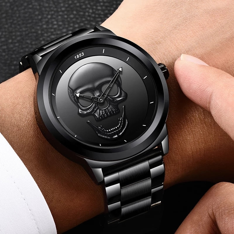 Men's Stainless Steel Skull Watch