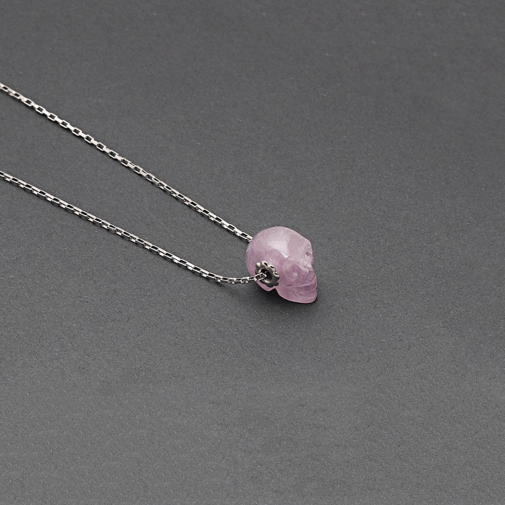 Women's Natural Stone Skull Chain Pendant