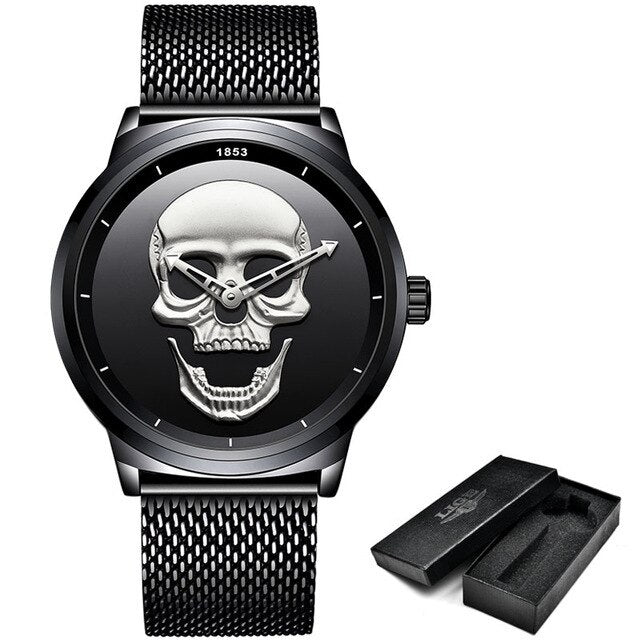 Men's Stainless Steel Skull Watch