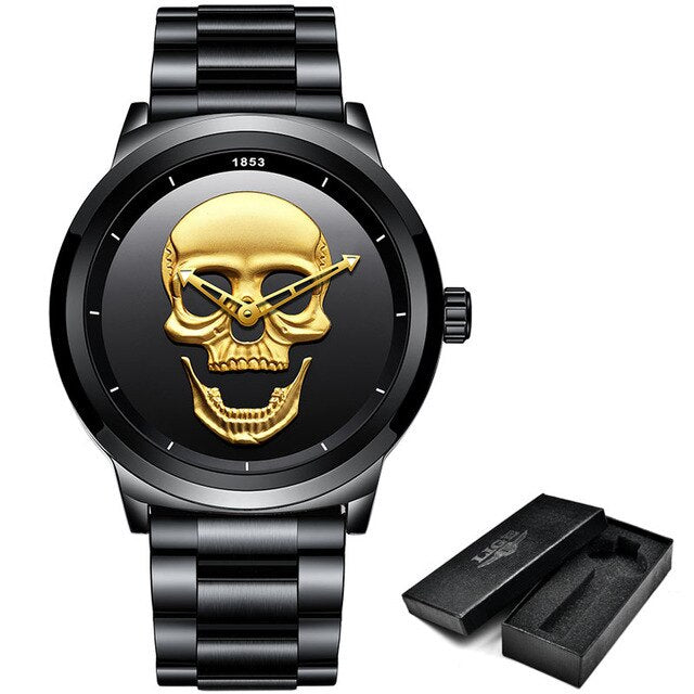 Men's Stainless Steel Skull Watch