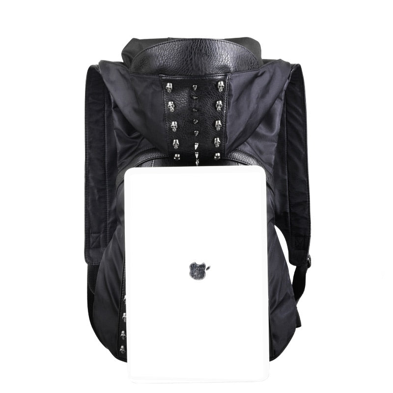 Fashion Skull PU Leather Backpack with Hood