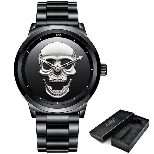 Men's Stainless Steel Skull Watch