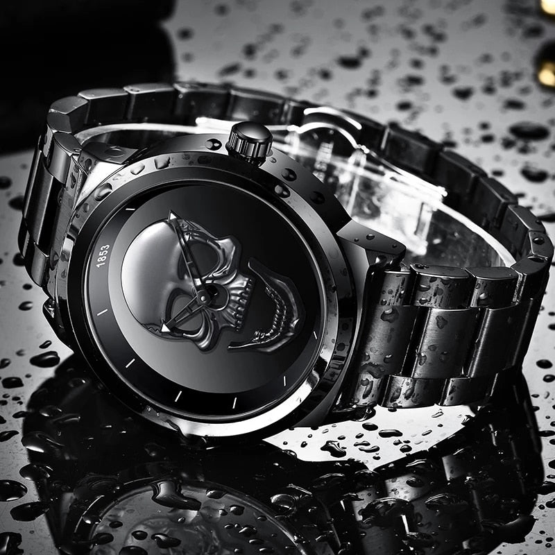 Men's Stainless Steel Skull Watch