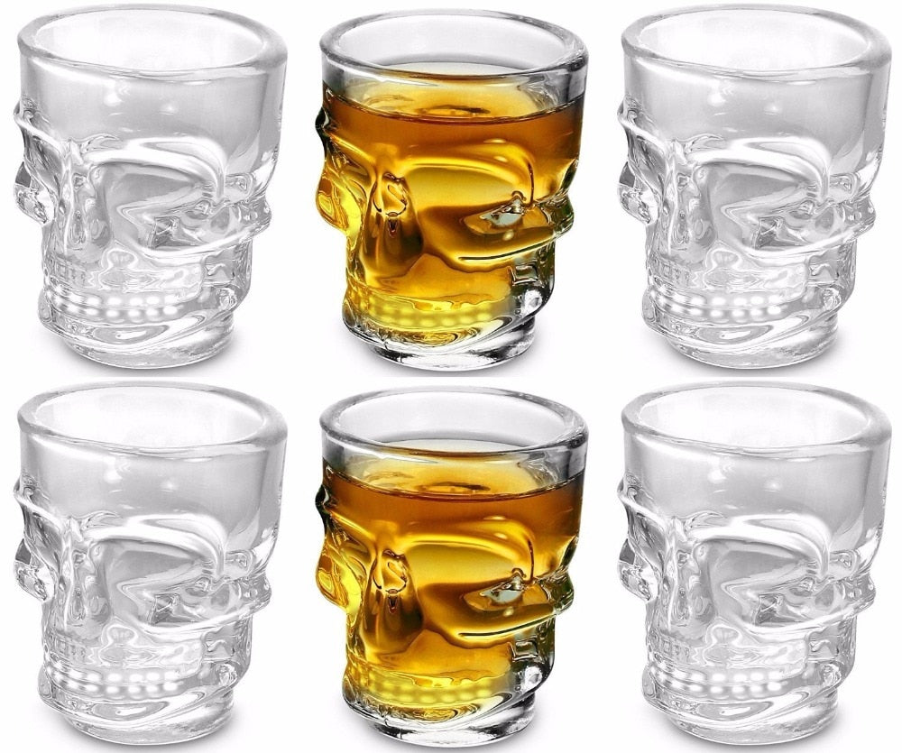 6 Piece Skull Shaped Shot Glasses Set