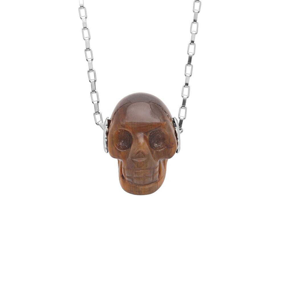 Women's Natural Stone Skull Chain Pendant